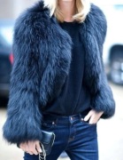 ZARA Piękne granatowe futerko, rozm. L