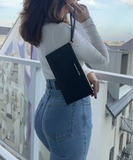 Michael Kors czarna Kopertówka portfel jet Set travel skóra złote Logo