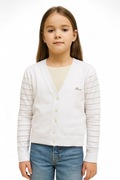 GUESS Kids – Biały Kardigan Dziewczęcy z Perłowymi Guzikami i Aplikacją 10