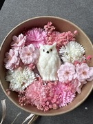 Zestaw prezentowy kwiaty mydlane świeca sojowa sowa zapachowa