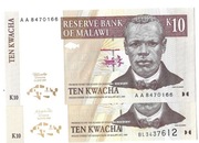 MALAWI -ZESTAW (2 X10) KWACHA  SERIA ( AA + BL) -  UNC