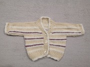 Beżowy wełniany sweter handmade ok. 62 - 68 jak nowy