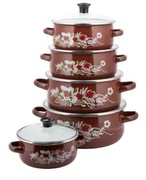 Garnki brązowe emaliowane 10 el. - gaz/indukcja