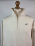 Bluza NEW BALANCE XL Kremowa Półgolf Gruba Bawełna Logo
