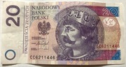 Banknot 20 zł  2016 rok unikat CC 6211446