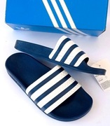 Wygodne klapki Adidas  37 wzorki paski granatowe