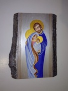 Święta Rodzina malowana ręcznie na desce