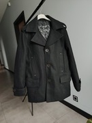 Klasyczny czarny męski płaszcz z wełną jesienno zimowy S / M