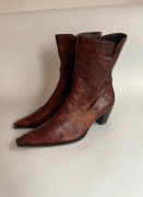 Gabor brązowe skórzane buty botki kowbojki 38 38,5 5,5