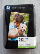 Oryginalny Komplet Tuszy HP 363 + 150 szt. błyszczącego papieru foto