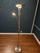 Stalowa lampa stojąca 180cm, 2 światła, ściemniacz, lampka do czytania