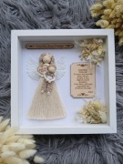Pamiątka chrztu świętego aniołek na chrzest ramka 3D z szybką upominek