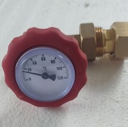 Zawór odcinający AFRISO z termometrem czerwony  0-120°C  DN15