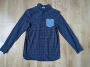 Granatowa Koszula w Kratę Długi Rękaw Męska H&M Size 170 100% Bawełna