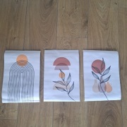 Zestaw 3 obrazów BOHO na płótnie | Abstrakcja Rośliny 20x30 | NOWE
