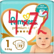 Pampers Premium Care rozmiar 1, 4x72 szt., Łącznie 288 pieluch, TANIO!!! 
