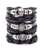 Męska Bransoletka Skórzana Vintage – Zestaw 6 szt. | Punk / Rock / Boho