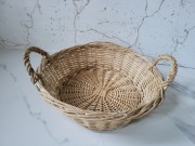 Wiklinowy Okrągły Kosz z uchwytami Prezent dla Mamy Babci Taty Dziadka BOHO