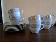 12szt filiżanka + talerzyk komplet dla 6 osób- biało szary