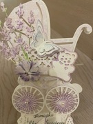 Kartka na Chrzciny w formie wózka , w zestawie z torebką HandMade