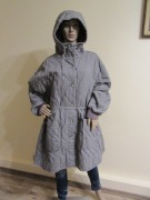 GUDRUN SJODEN szara kurtka kaptur pikowana bawełna organiczna konopie _XXL