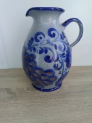 Duży dzbanek ceramiczny / kamionkowy – ręcznie zdobiony, kobaltowy wzór