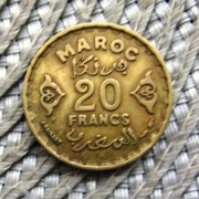 Maroko Francuskie 20 Frank 1952r