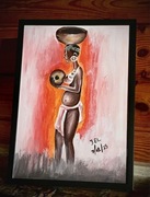 Afrykański obraz z Ghany sygnatura 3EL