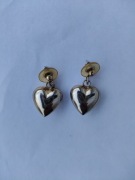 Kolczyki pozłacane wiszące serca 
