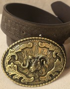 Skórzany pasek myśliwski MUFLON, do munduru myśliwego, leśnika. 120cm.