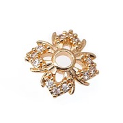 Nakładka z cyrkonami na Koraliki, Mosiądz, Pozłacane 18K, 8 mm., 1 szt.