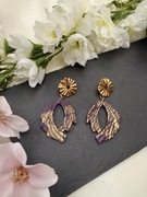 Ręcznie Robione Kolczyki Art Deco "Złote Wachlarze" Glina Polimerowa