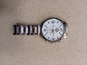 Zegarek męski ORLANDO stalowy elegancki duża tarcza biała bransoleta HIT