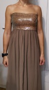 Suknia wieczorowa  długa z cekinową elastyczną górą 36/38