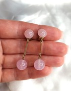 Vintage klipsy różowy kwarc stare kolczyki kamienie naturalne
