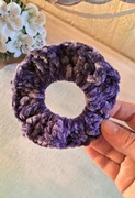 Gumka do włosów scrunchie velvet welur na szydełku Frotka handmade