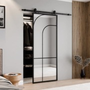 Drzwi przesuwne z lustrem naścienne lustro szklane loftowe przesuwane