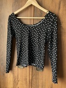 Czarny top w kropki z długim rękawem H&M rozmiar M
