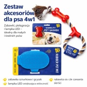 Zabawki dla psa 4w1 – zabawki, rękawica, lampka LED
