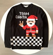 H&M Świąteczny SWETER 158/164 Wizytowy Mikołaj Piksele na Święta Jak NOWY