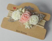 Opaska bezuciskowa roczek wesele chrzest gumka różyczki róże piankowe