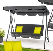 OGRODOWA DUŻA HUŚTAWKA BUJANA ŁAWKA 3 OSOBOWA PREMIUM 2w1+DASZEK 2 PODUSZKI