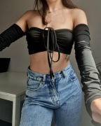 Czarna bluzka top bachata odkryte ramiona S 36