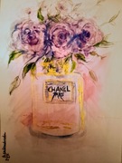 Delikatna akwarela glamour: subtelne róże i perfumy – minimalistyczny obraz