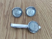 Zestaw męski vintage moneta 1923 spinki + spinka do krawata elegancki
