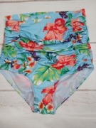 Dół od bikini wysoki stan M kwiaty tropical retro pin up