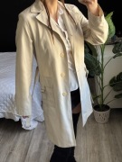 Vintage Sylvia Styl M ecru płaszcz jasny wiosenny trench preppy oldmoney