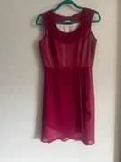 Salsa. Śliczna różowo burgundowa sukienka koktajlowa dwie warstwy