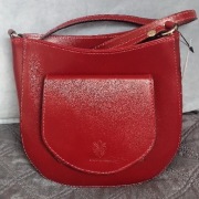 Bordowa listonoszka skóra naturalna włoska skórzana torebka Vera Pelle