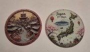 Magnes na lodówkę 2szt. JAPONIA Edo Osaka Kioto Nagasaki Honsiu Kiusiu(38) 